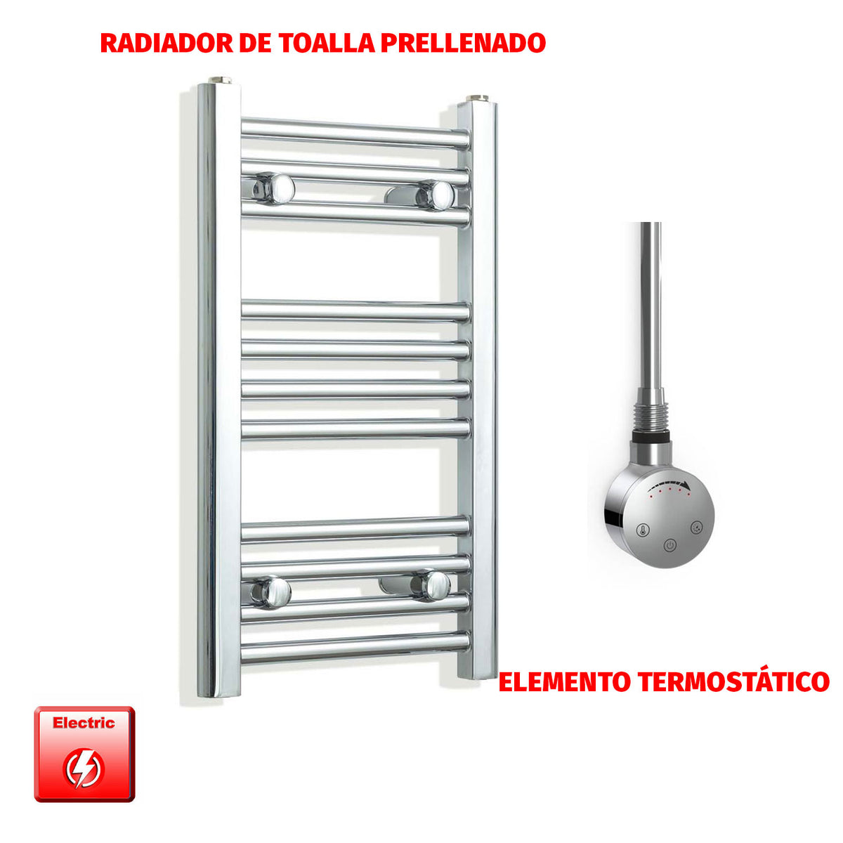 Radiador Toallero Eléctrico Cromado de 350 mm de Ancho