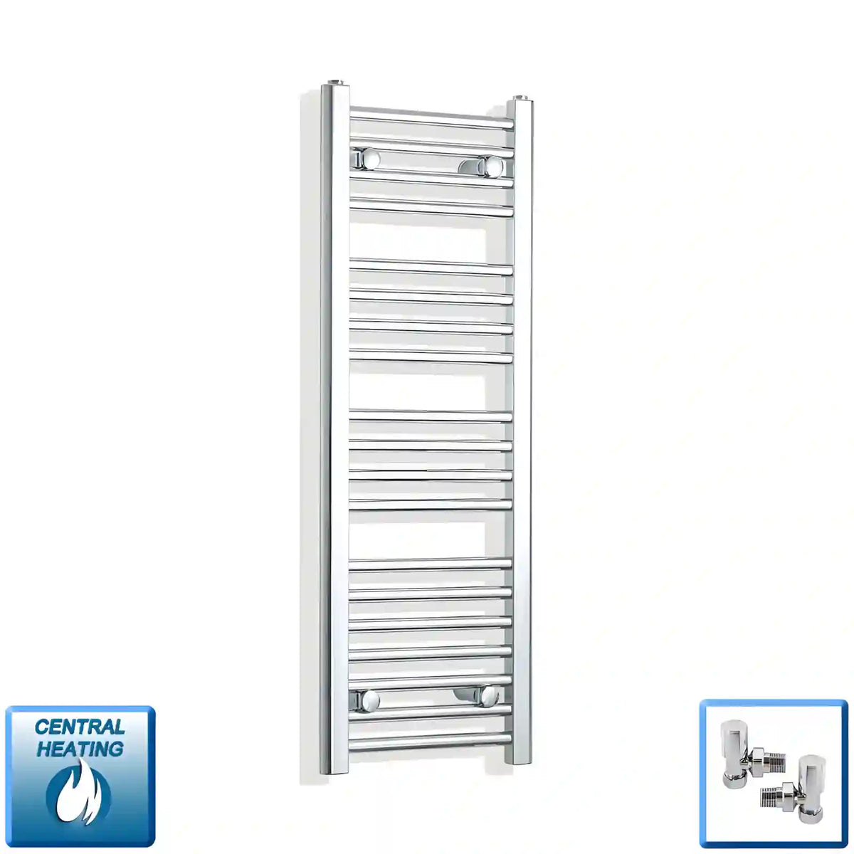 Radiador Toallero Cromado 300mm de Ancho Calefacción Central