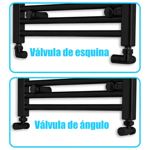 Radiador Toallero Negro 600mm de Ancho Calefacción Central
