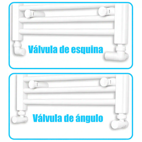 Válvula de ángulo blanca para radiador toallero