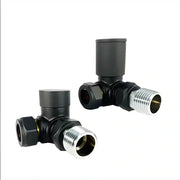 Válvula de esquina negro para radiador toallero — par 1/2" BSP