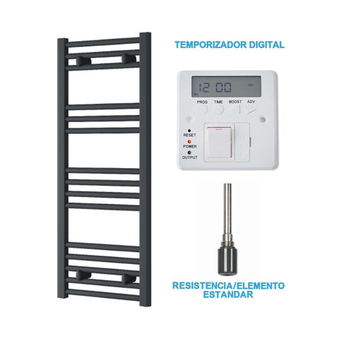 Radiador Toallero Eléctrico Antracita 400mm de Ancho · Precargado