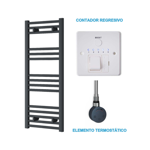 Radiador Toallero Eléctrico Antracita 400mm de Ancho · Precargado