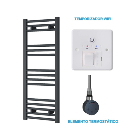 Radiador Toallero Eléctrico Antracita 400mm de Ancho · Precargado