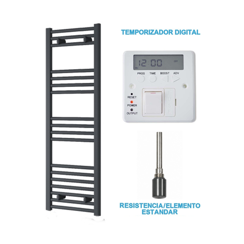 Radiador Toallero Eléctrico Antracita 400mm de Ancho · Precargado