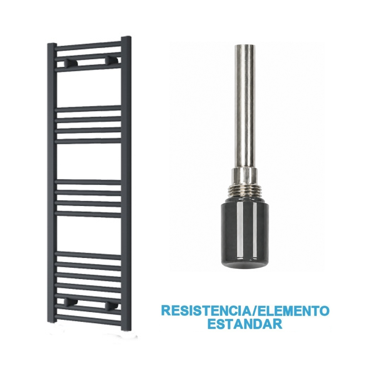 Radiador Toallero Eléctrico Antracita 400mm de Ancho · Precargado