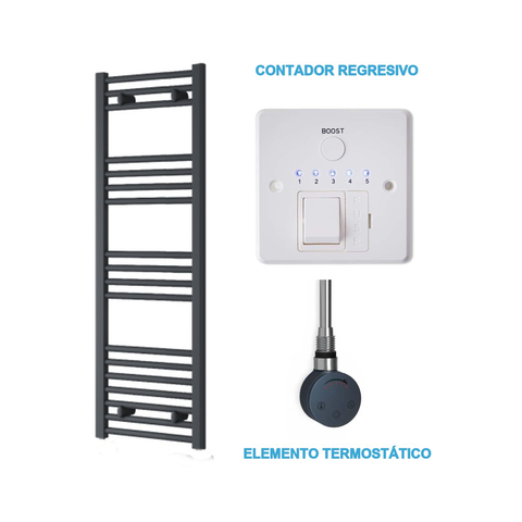 Radiador Toallero Eléctrico Antracita 400mm de Ancho · Precargado