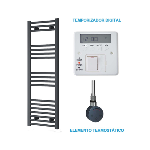 Radiador Toallero Eléctrico Antracita 400mm de Ancho · Precargado