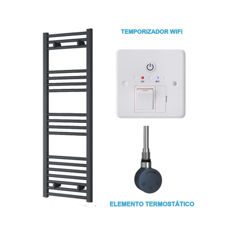 Radiador Toallero Eléctrico Antracita 400mm de Ancho · Precargado