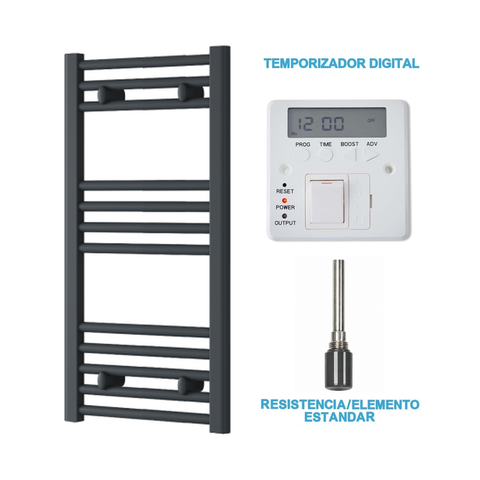 Radiador Toallero Eléctrico Antracita 400mm de Ancho · Precargado