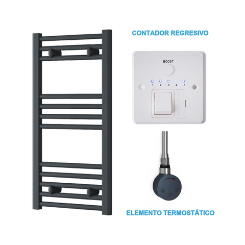 Radiador Toallero Eléctrico Antracita 400mm de Ancho · Precargado