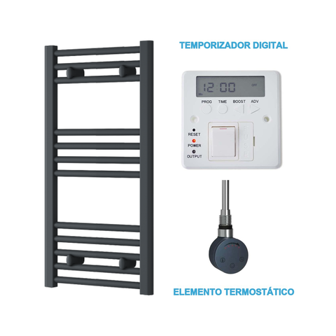 Radiador Toallero Eléctrico Antracita 400mm de Ancho · Precargado