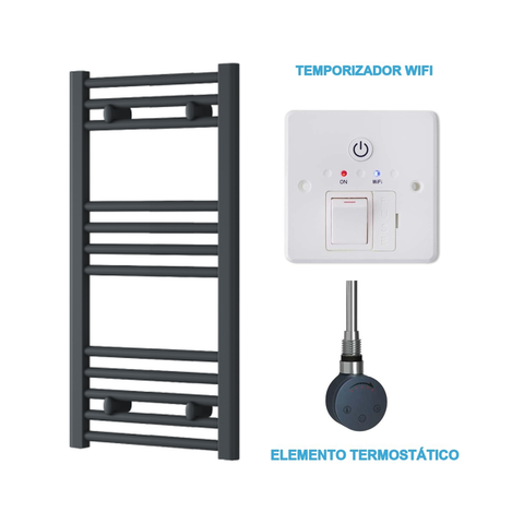 Radiador Toallero Eléctrico Antracita 400mm de Ancho · Precargado