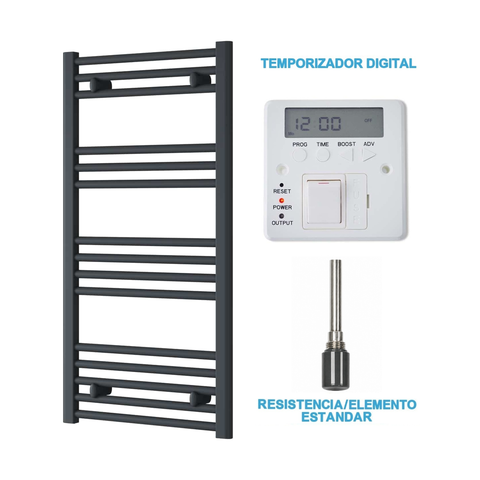 Radiador Toallero Eléctrico Antracita 500mm de Ancho · Precargado