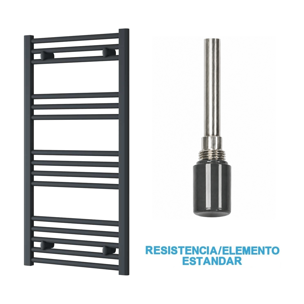 Radiador Toallero Eléctrico Antracita 500mm de Ancho · Precargado