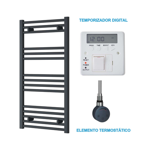 Radiador Toallero Eléctrico Antracita 500mm de Ancho · Precargado