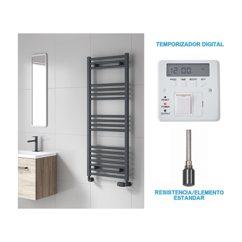 Radiador Toallero Eléctrico Antracita 500mm de Ancho · Precargado