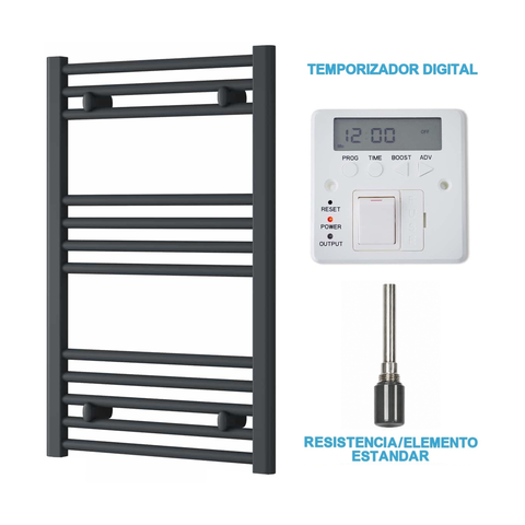Radiador Toallero Eléctrico Antracita 500mm de Ancho · Precargado