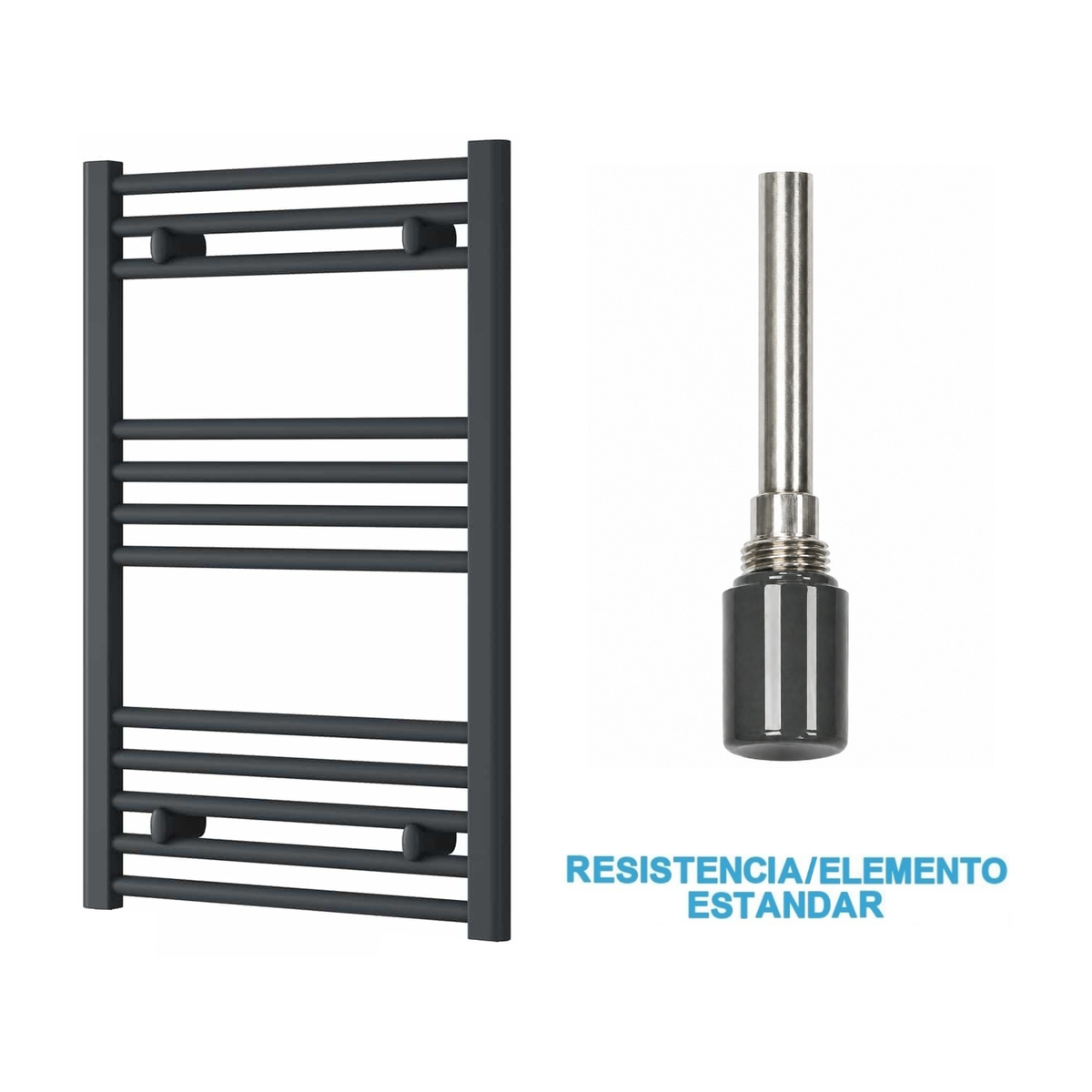 Radiador Toallero Eléctrico Antracita 500mm de Ancho · Precargado