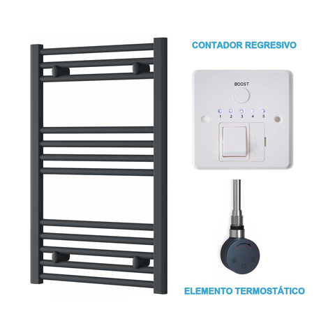 Radiador Toallero Eléctrico Antracita 500mm de Ancho · Precargado
