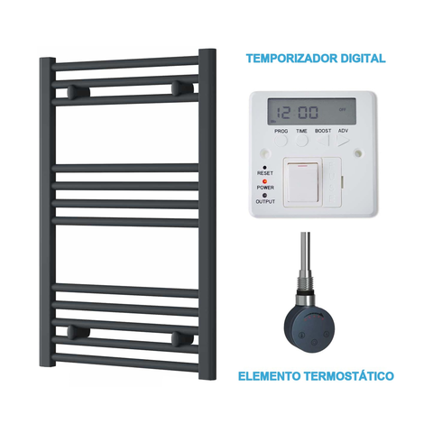 Radiador Toallero Eléctrico Antracita 500mm de Ancho · Precargado