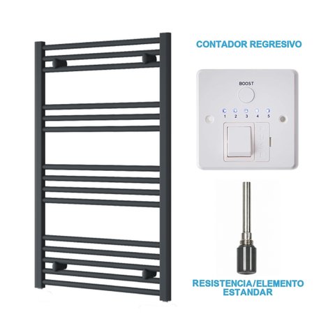 Radiador Toallero Eléctrico Antracita 600mm de Ancho · Precargado