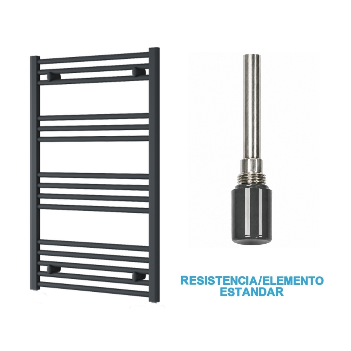 Radiador Toallero Eléctrico Antracita 600mm de Ancho · Precargado