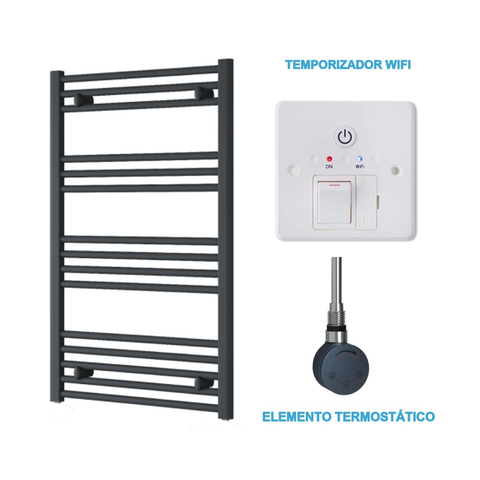 Radiador Toallero Eléctrico Antracita 600mm de Ancho · Precargado