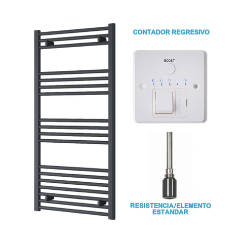 Radiador Toallero Eléctrico Antracita 600mm de Ancho · Precargado