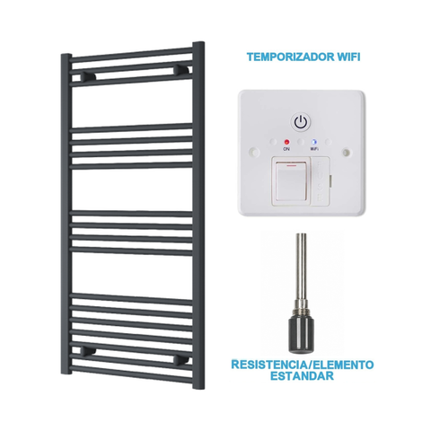 Radiador Toallero Eléctrico Antracita 600mm de Ancho · Precargado