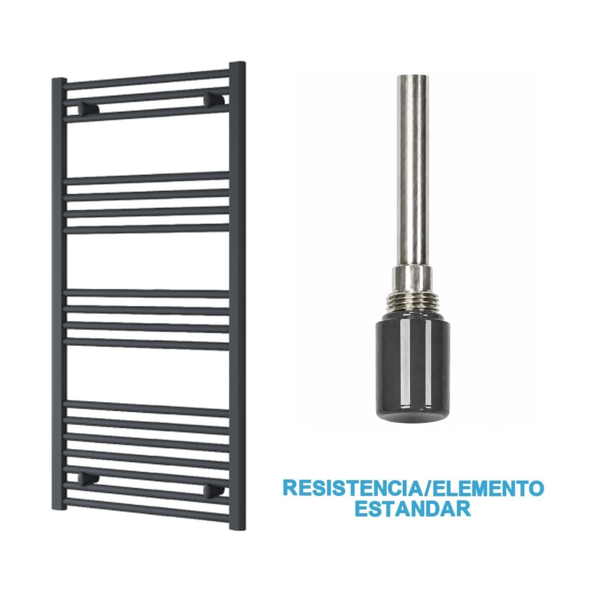 Radiador Toallero Eléctrico Antracita 600mm de Ancho · Precargado