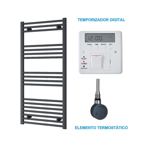 Radiador Toallero Eléctrico Antracita 600mm de Ancho · Precargado