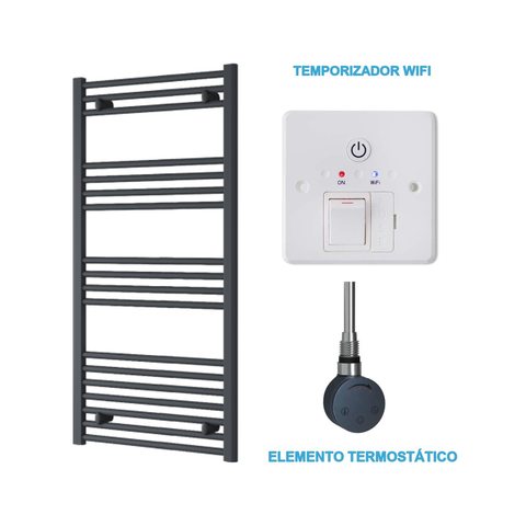 Radiador Toallero Eléctrico Antracita 600mm de Ancho · Precargado