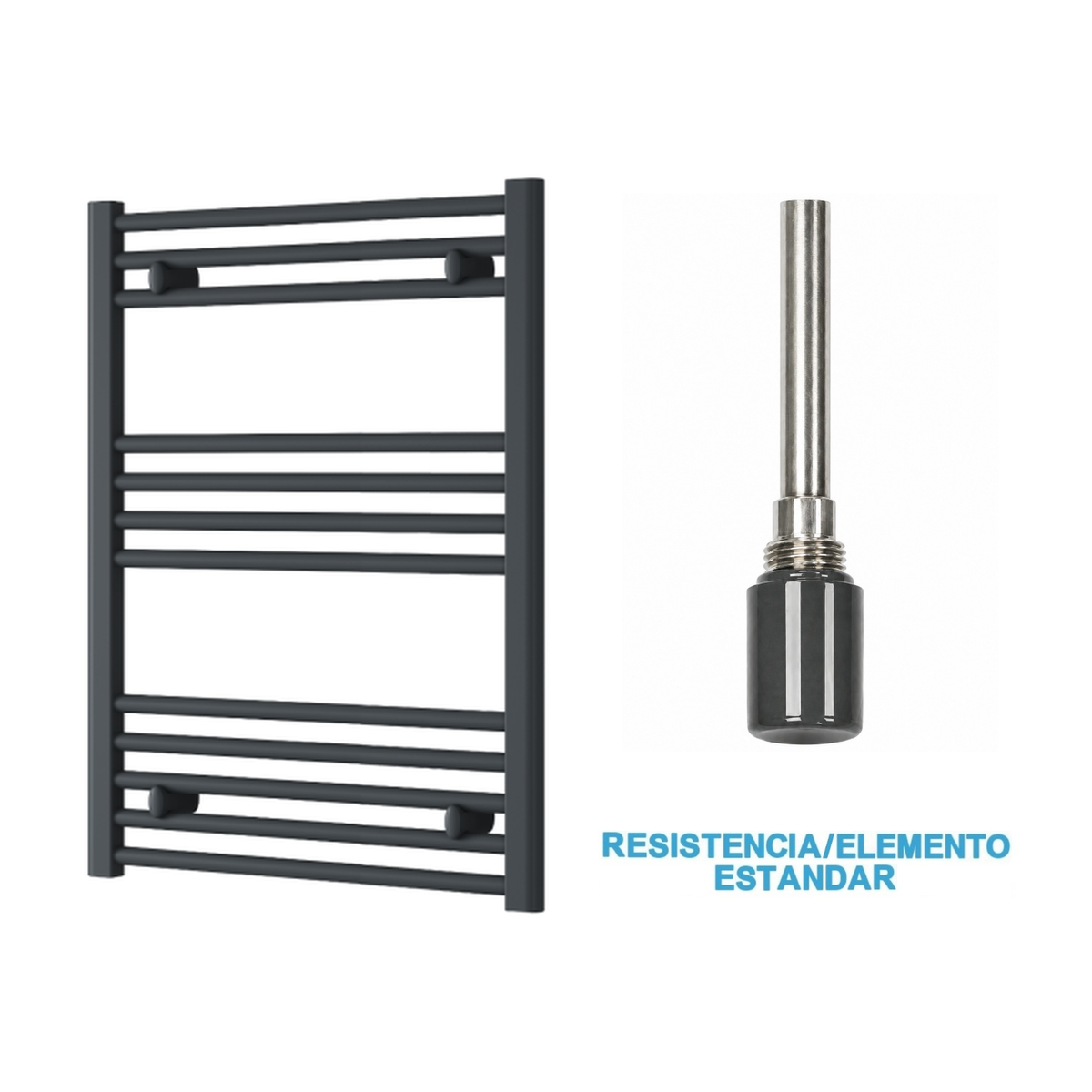 Radiador Toallero Eléctrico Antracita 600mm de Ancho · Precargado