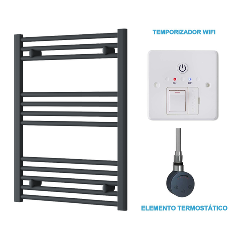 Radiador Toallero Eléctrico Antracita 600mm de Ancho · Precargado