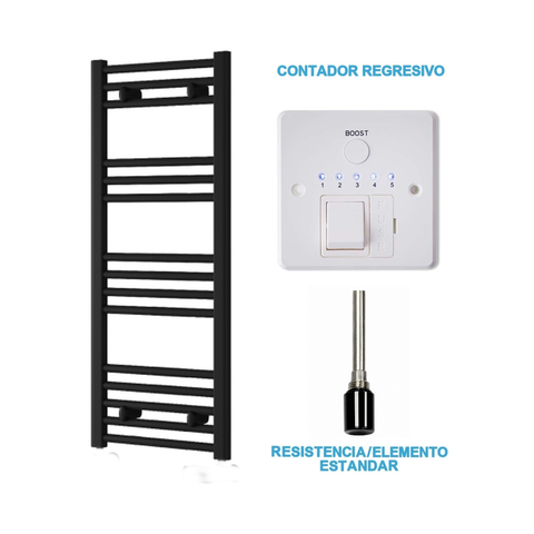 Radiador Toallero Eléctrico Negro 400mm de Ancho · Precargado
