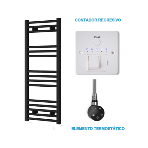 Radiador Toallero Eléctrico Negro 400mm de Ancho · Precargado