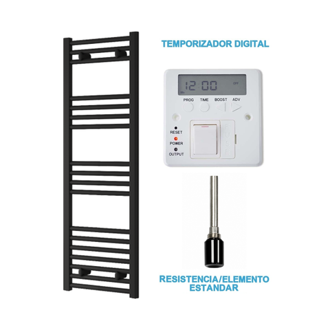 Radiador Toallero Eléctrico Negro 400mm de Ancho · Precargado