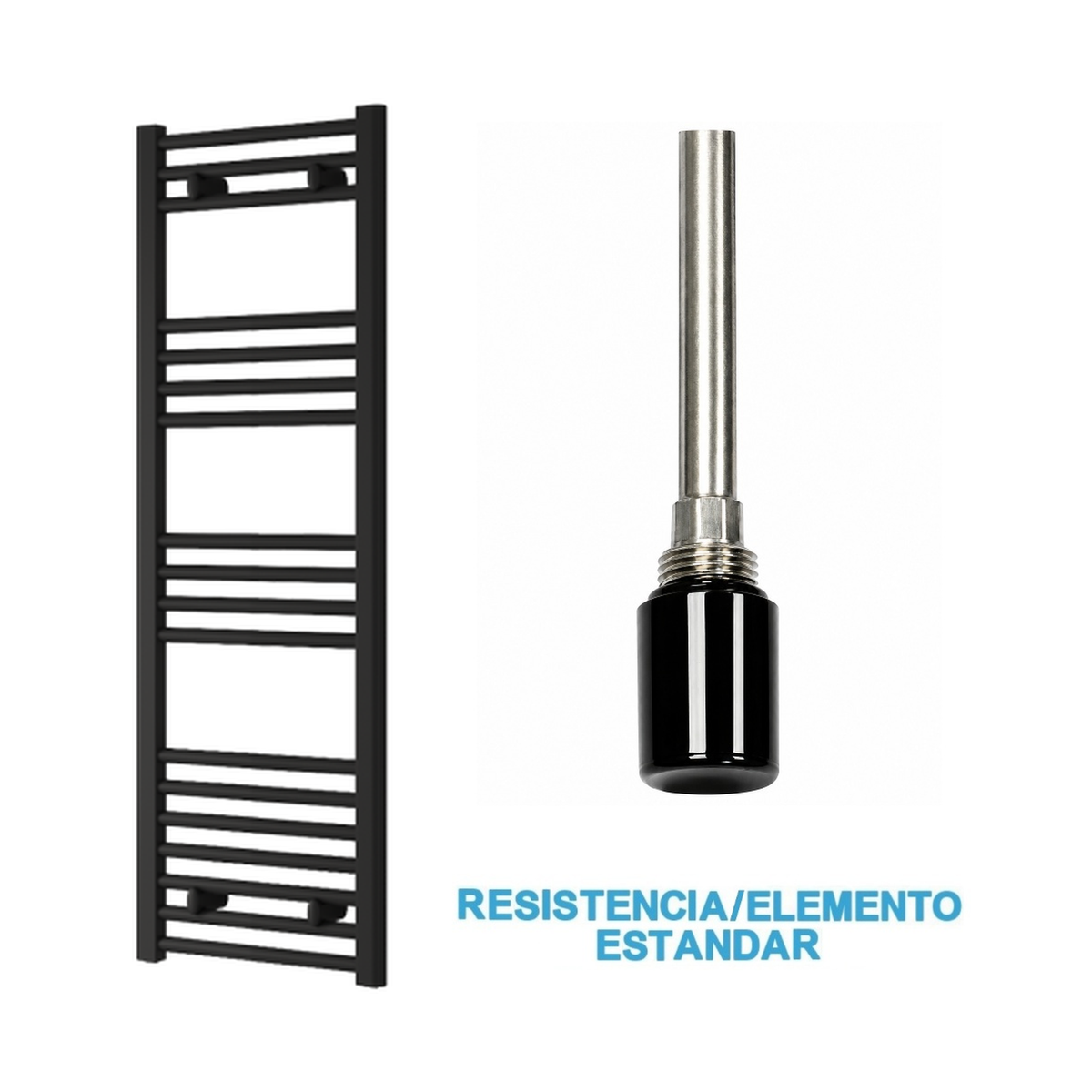 Radiador Toallero Eléctrico Negro 400mm de Ancho · Precargado