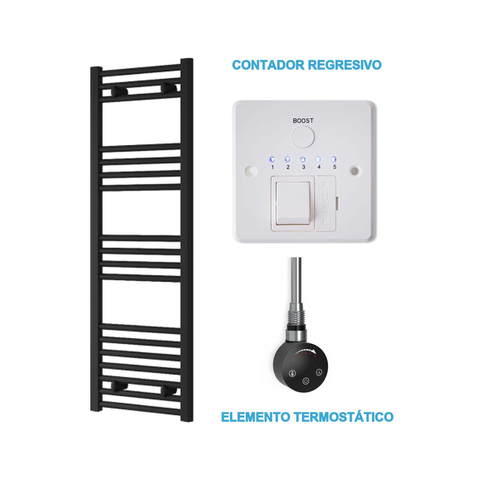 Radiador Toallero Eléctrico Negro 400mm de Ancho · Precargado