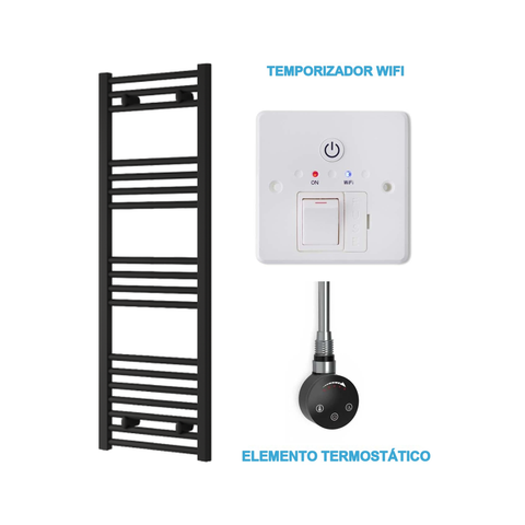 Radiador Toallero Eléctrico Negro 400mm de Ancho · Precargado
