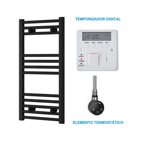 Radiador Toallero Eléctrico Negro 400mm de Ancho · Precargado