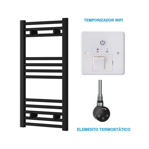 Radiador Toallero Eléctrico Negro 400mm de Ancho · Precargado