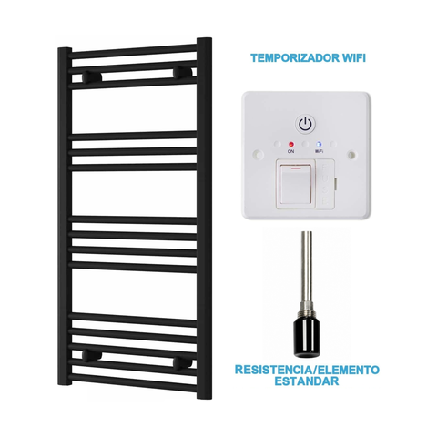 Radiador Toallero Eléctrico Negro 500mm de Ancho · Precargado