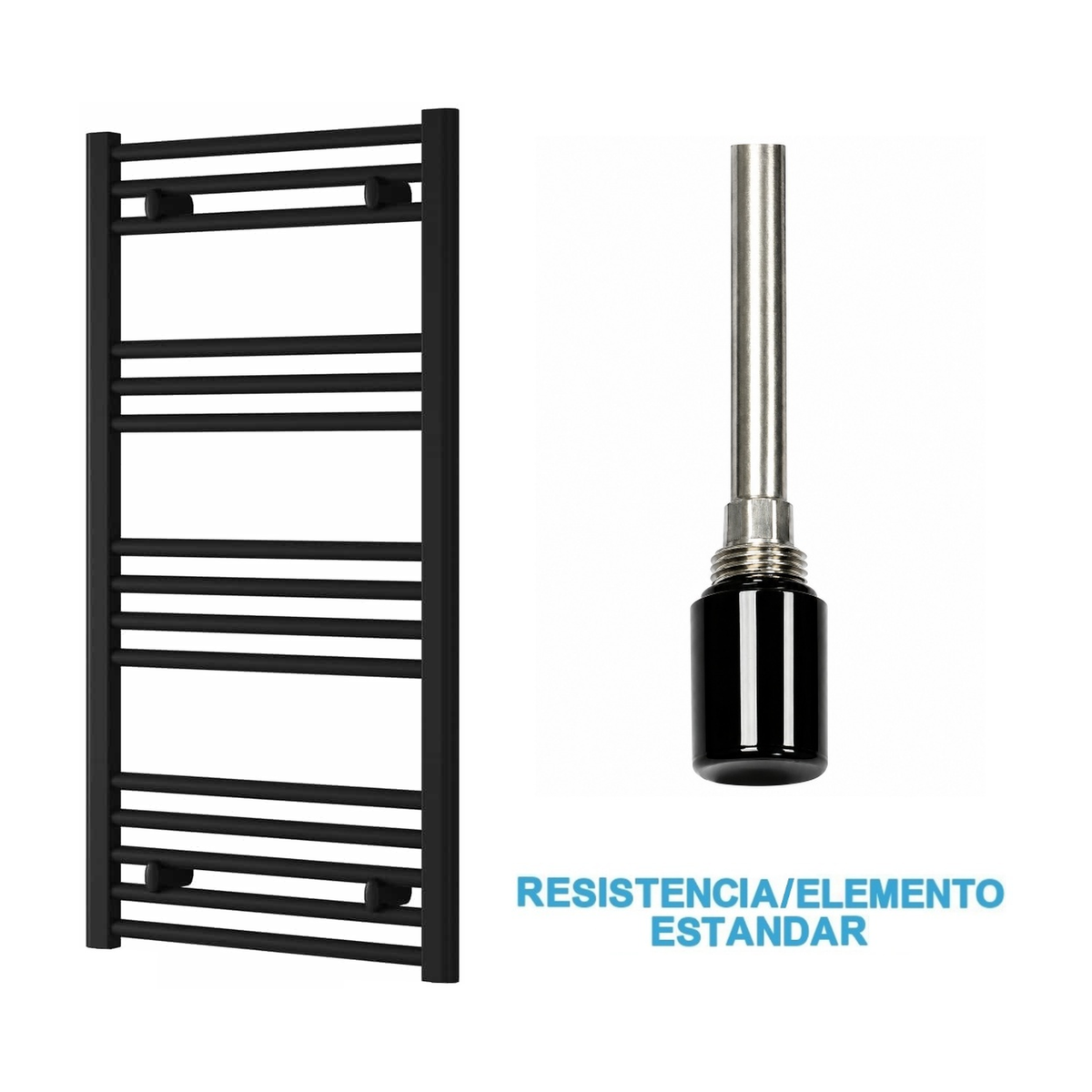 Radiador Toallero Eléctrico Negro 500mm de Ancho · Precargado