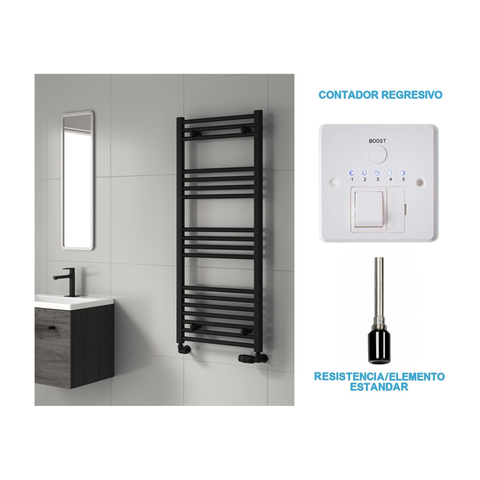 Radiador Toallero Eléctrico Negro 500mm de Ancho · Precargado