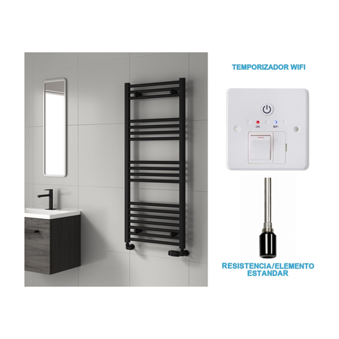 Radiador Toallero Eléctrico Negro 500mm de Ancho · Precargado