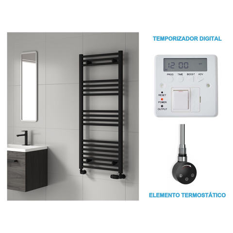 Radiador Toallero Eléctrico Negro 500mm de Ancho · Precargado