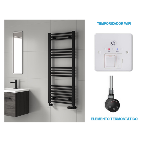 Radiador Toallero Eléctrico Negro 500mm de Ancho · Precargado