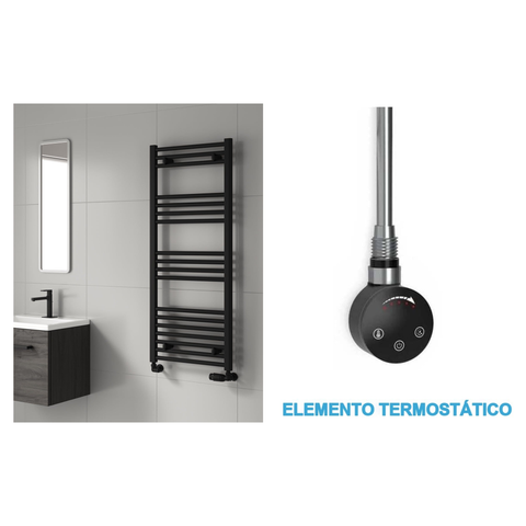Radiador Toallero Eléctrico Negro 500mm de Ancho · Precargado